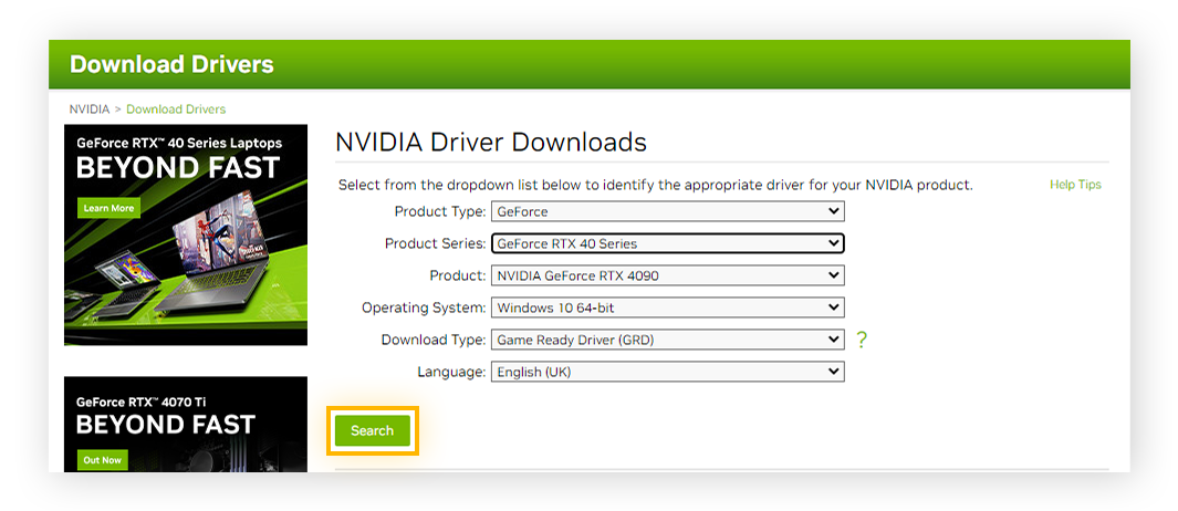Nvidia scan for drivers shop